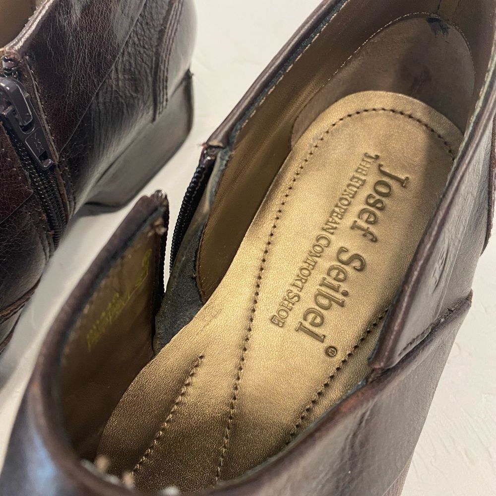 Josef Seibel Brown Leather Ankle Booties - Picture 3 of 10